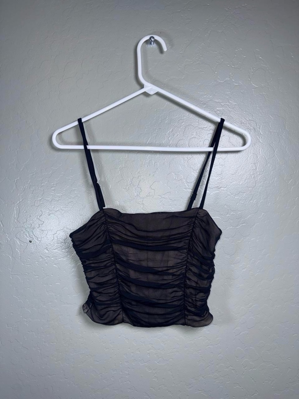 Black Ruched Mesh Corset Crop Top Size Medium